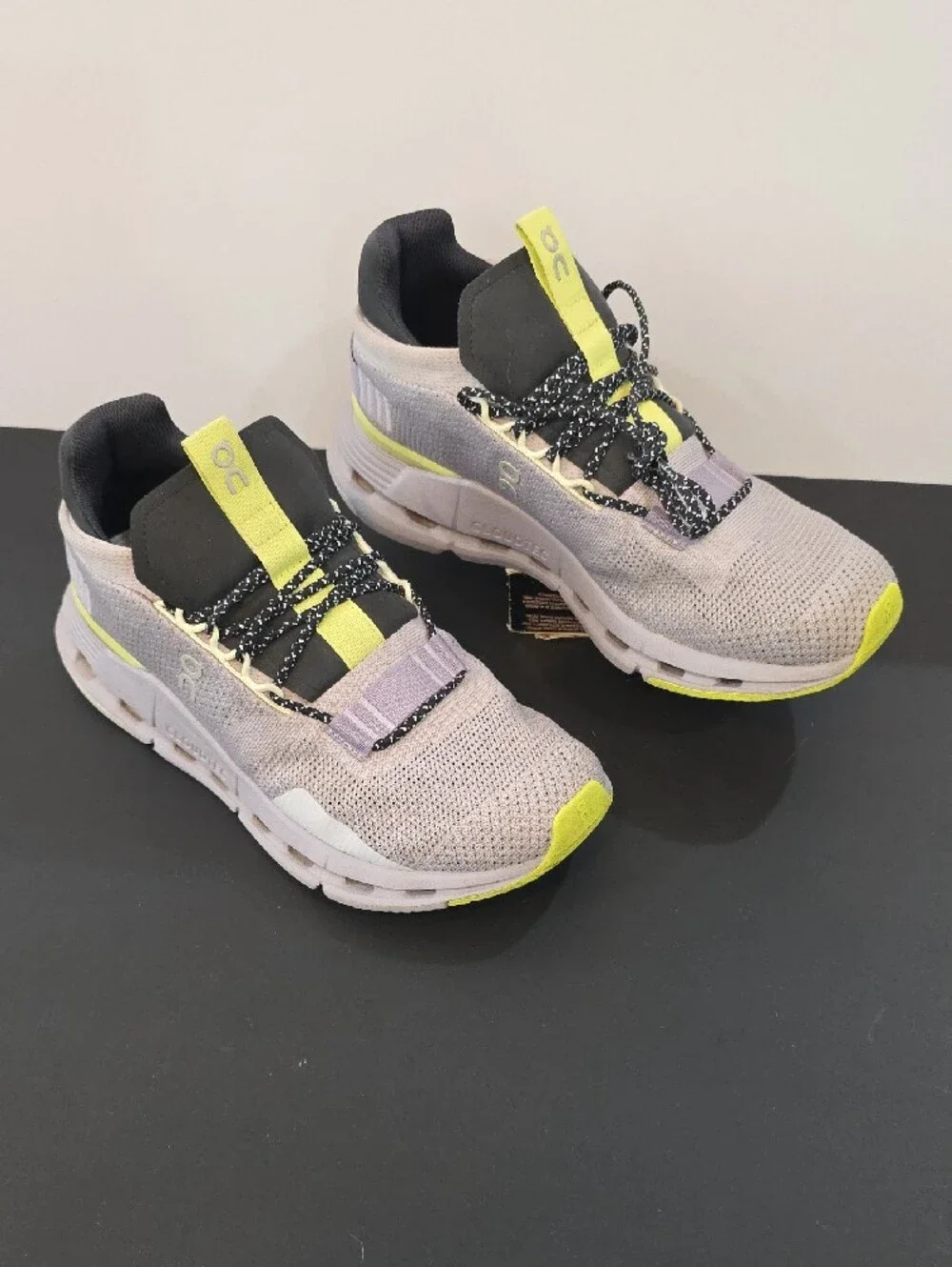 On Running CloudNova Women's Lavender + Neon Yellow Sneakers Size 8